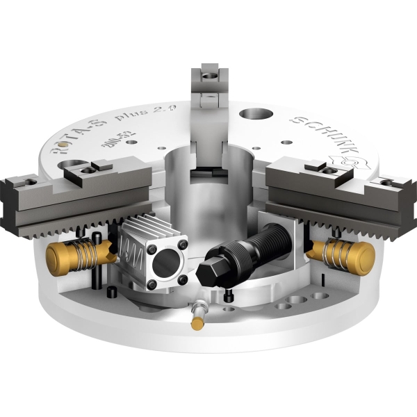 Mandrini autocentranti con comando tangenziale ROTA-S plus 2.0 con griffe base e morsetti temprati