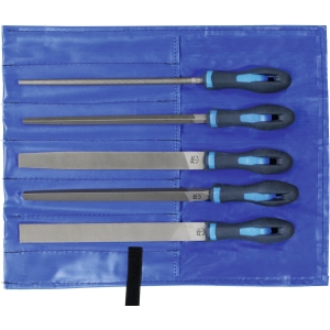 Set di 5 lime con impugnatura bicomponente in busta avvolgibile metallo