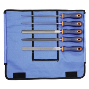 Set di 5 lime con impugnatura bicomponente in busta avvolgibile metallo