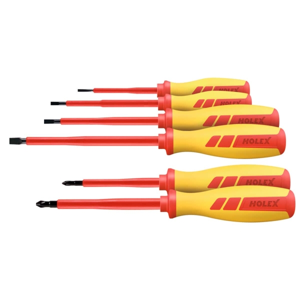 Set di 6 giraviti per elettricisti per viti con intaglio e impronta a croce Phillips