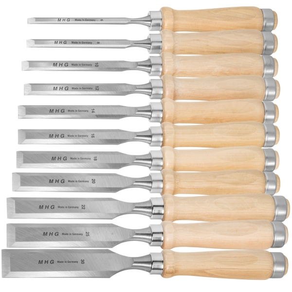 Set di scalpelli per legno con manico in legno