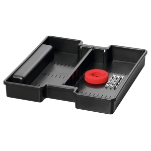 Vaschetta per utensili con nastro elastico e clip metalliche