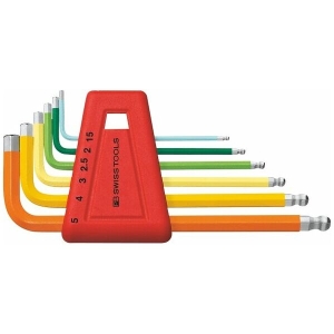 PB SWISS TOOLS - Set di chiavi maschio piegate esagonali, con testa sferoidale termoverniciata