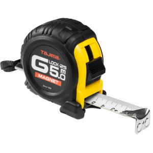 TAJIMA - Flessometro con protezione custodia extra resistente, gancio terminale magnetico, Lunghezza del nastro: 5/25 m
