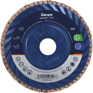 GARANT - Disco abrasivo lamellare speed+ CER piatto, ⌀ 125 mm, Grana: 40