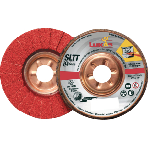 LUKAS - Disco abrasivo lamellare SLTT (CER), piatto-obliquo per INOX, ⌀ 178 mm, Grana: 40