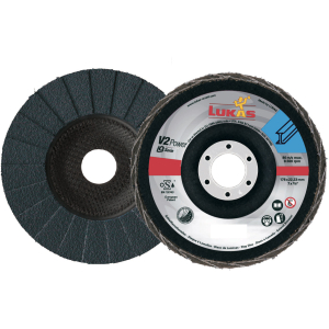 LUKAS - Disco abrasivo lamellare V2 Power, (ZA), piatto-obliquo per acciaio, ⌀ 178 mm, Grana: 40
