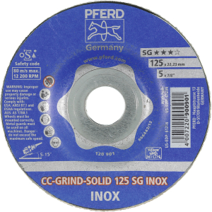 PFERD - Disco abrasivo CC-GRIND-SOLID SG INOX, ⌀ Disco: 125 mm