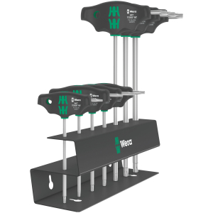 WERA - Set di giraviti per viti Torx, con impugnatura a T nel supporto in metallo 7 pezzi, Numero di giraviti: 7