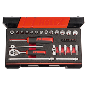 HOLEX - Set di chiavi a bussola con attacco quadro da 1/4 pollice 29 pezzi, Modello: 6