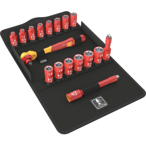 WERA - Set di chiavi a bussola con attacco quadro da 3/8 pollice, isolate a norme VDE 17 pezzi, Modello: 6