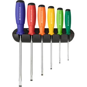 PB SWISS TOOLS - Set di giraviti per viti con intaglio, con impugnatura bicomponente SwissGrip, Numero di giraviti: 6
