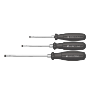 PB SWISS TOOLS - Set di giraviti per viti con intaglio, con impugnatura bicomponente SwissGrip e testa di percussione, Numero di giraviti: 3