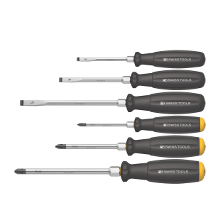 PB SWISS TOOLS - Set di 6 giraviti, con testa di percussione per viti con intaglio e Phillips, Numero di giraviti: 3/3