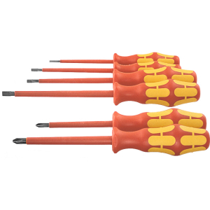 WERA - Set di 6 giraviti per elettricisti per viti con intaglio e impronta a croce Phillips, interamente isolati, Numero di giraviti: 4/2