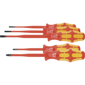 WERA - Set di 5 giraviti per elettricisti per viti con intaglio e impronta a croce Phillips, interamente isolati, Numero di giraviti: 3/2