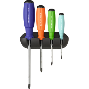 PB SWISS TOOLS - Set di giraviti per viti con impronta a croce Phillips, con impugnatura bicomponente SwissGrip, Numero di giraviti: 4
