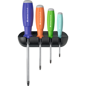 PB SWISS TOOLS - Set di giraviti per viti Pozidriv, con impugnatura bicomponente SwissGrip, Numero di giraviti: 4