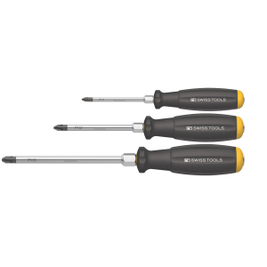 PB SWISS TOOLS - Set di giraviti per viti con impronta a croce Phillips, con impugnatura bicomponente SwissGrip con testa di percussione, Numero di giraviti: 3