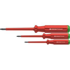 PB SWISS TOOLS - Set di giraviti per viti con impronta a croce Pozidriv, Classic interamente isolati, Numero di giraviti: 3