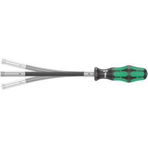 WERA - Giravite portainserti Kraftform per bit da 1/4 pollice C 6,3 con gambo flessibile, Attacco esagonale: 6,3 mm