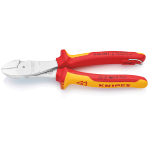 KNIPEX - Tronchese a tagliente laterale, esecuzione cromata isolato secondo VDE, con occhiello di sicurezza, Lunghezza complessiva: 200 mm
