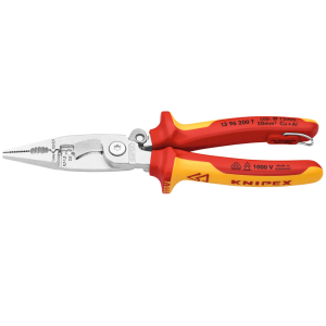 KNIPEX - Pinza per installazioni con molla di apertura isolato secondo VDE, con occhiello di sicurezza, Lunghezza complessiva: 200 mm