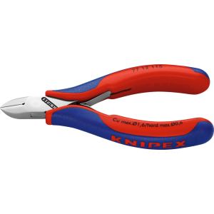 KNIPEX - Tronchese a tagliente laterale per elettronica con finitura a specchio, testa rotonda con reggifilo, FW, Lunghezza complessiva: 115 mm