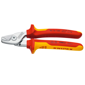 KNIPEX - Cesoia per cavi piccola con manici in bimateriale isolamento a norme VDE, Lunghezza complessiva: 160 mm