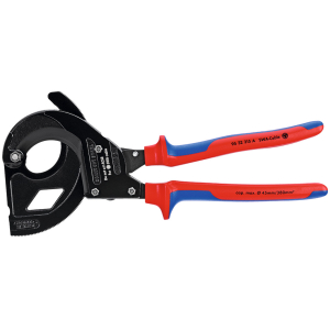 KNIPEX - Cesoia per cavi a cricchetto per cavi armati (SWA) in acciaio, Lunghezza complessiva: 315 mm