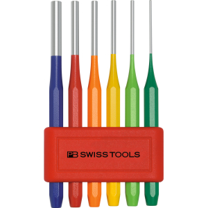 PB SWISS TOOLS - Set di cacciaspine con supporto in plastica, qualità speciale esecuzione termoverniciata, Numero di cacciaspine: 6