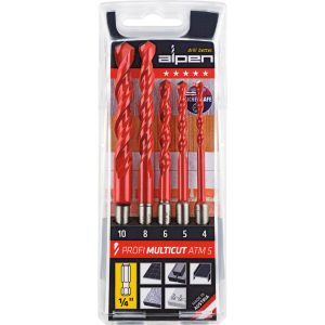 ALPEN - Set di punte bit multiuso in metallo duro, 1/4 pollice (E 6,3), ⌀ Punta: 4-10 mm