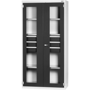 GARANT GRIDLINE - Armadio base con cassetto, battenti in lamiera e policarbonato trasparente, 36x16G, Altezza: 2000 mm