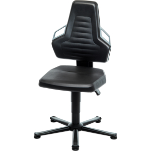 BIMOS - Sedia girevole da lavoro, skay simil-pelle, con elemento scorrevole, bassa, Colore: BLACK